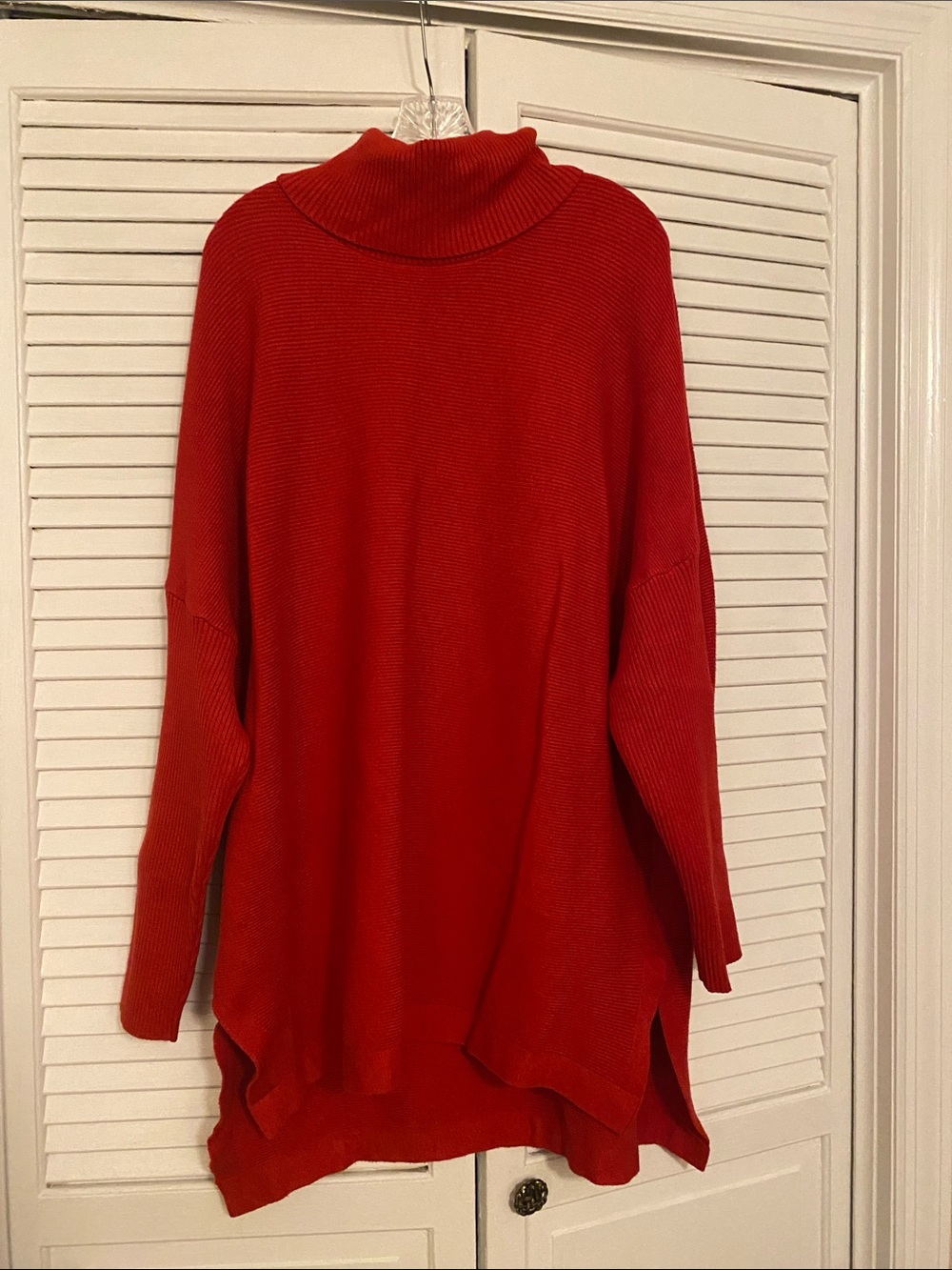 Red Turtleneck Oversized Women's Sweater